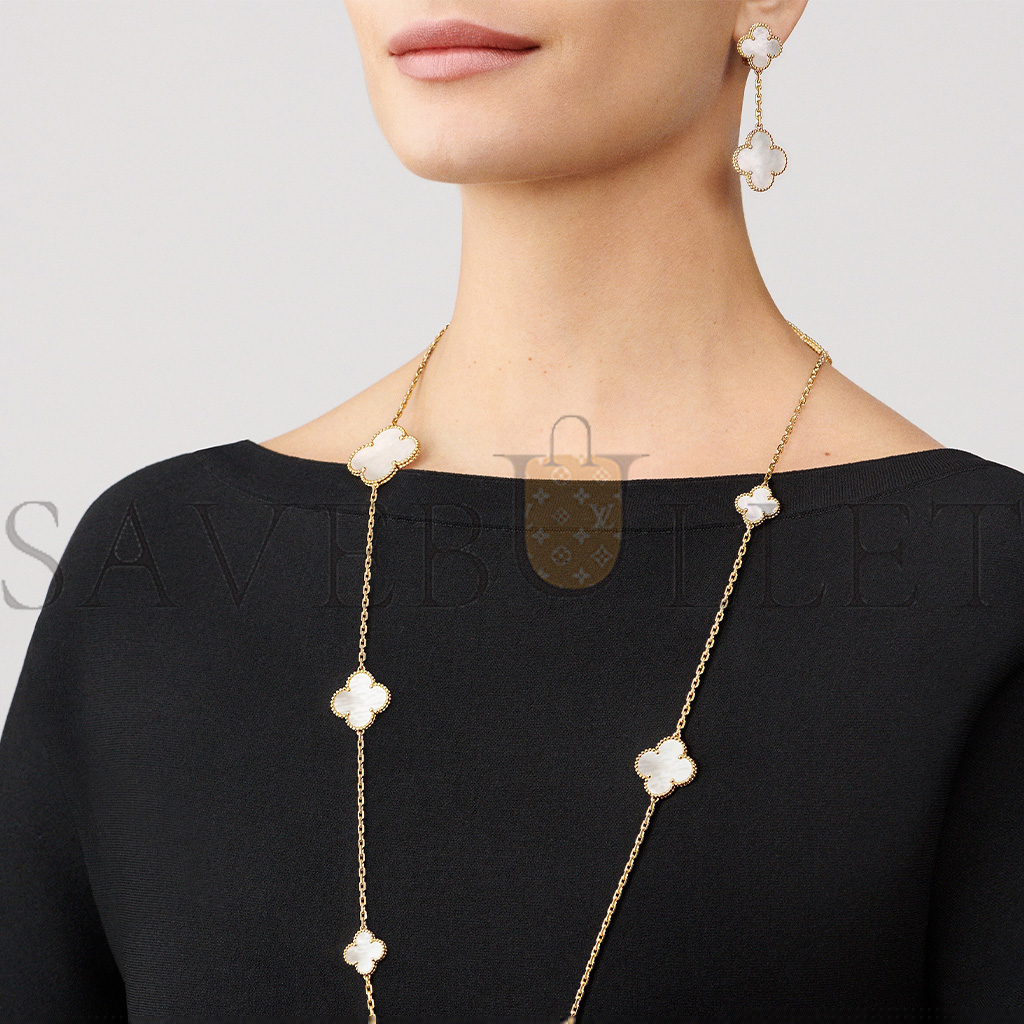 V*N CL*F  arpels magic alhambra earrings, 2 motifs - yellow gold, mother-of-pearl  vcard78800